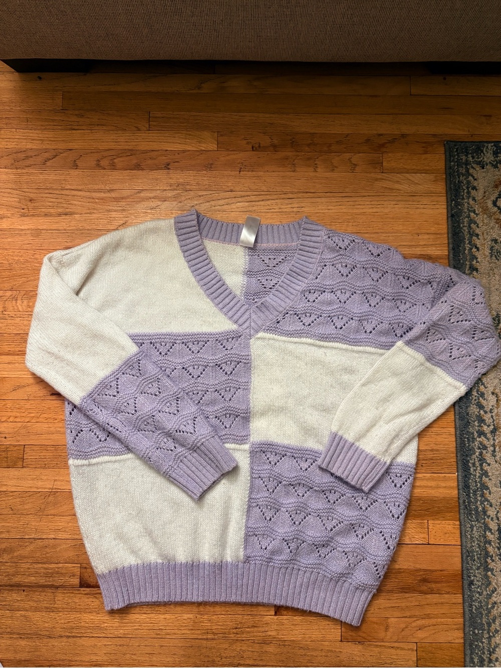 ASOS Lavender & Cream V-Neck Knit Sweater